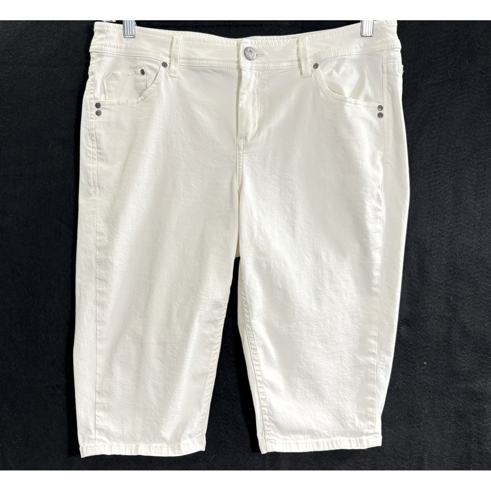 TOMMY BAHAMA Women‎ Bermuda Denim High Rise Clam Digger Short Sz 14 White 2-6
